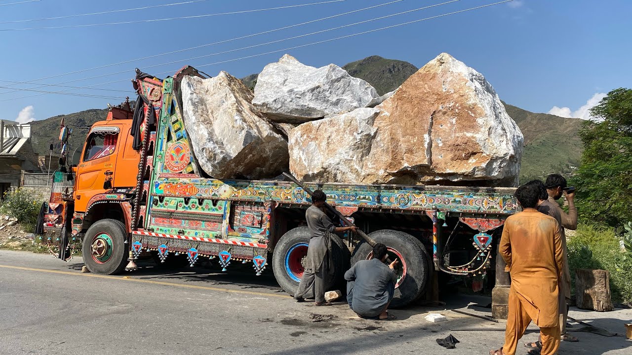 Unbelievable Mountain Stone Loading | Heavy Loader Work for Marble Factory