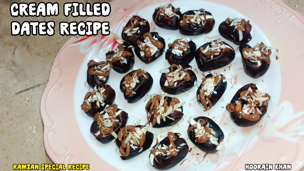 Cream filled dates recipe |Khajoor with cream |iftar special recipe |Stuffed dates with cream & Nuts