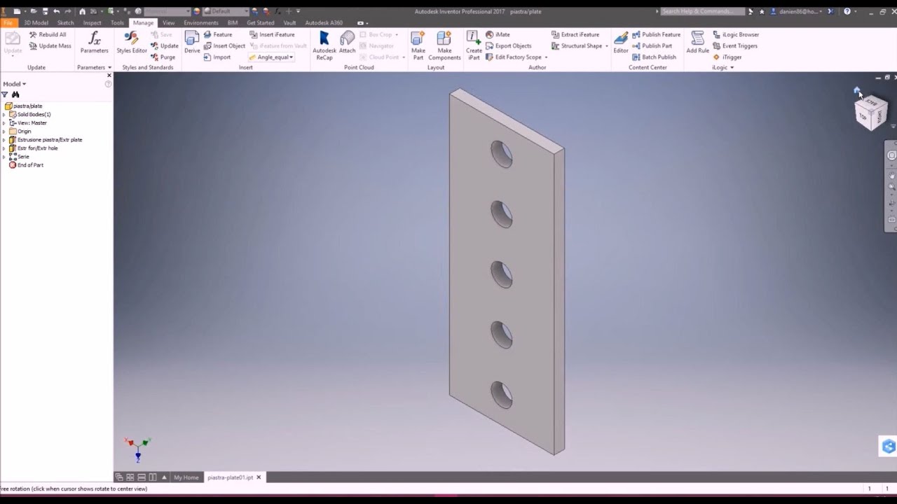 Modellazione 3D parametrica - Modificare la geometria usando i parametri su Inventor
