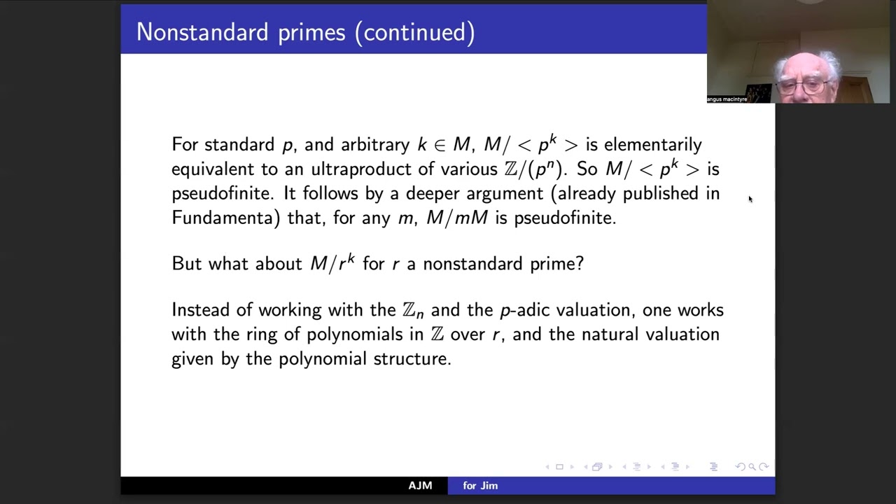 (1/7) Angus Macintyre: Models of PA and their Quotient Rings