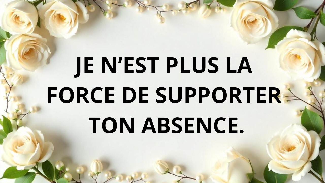 Tu me manques et je ne peux plus supporter ce manque.