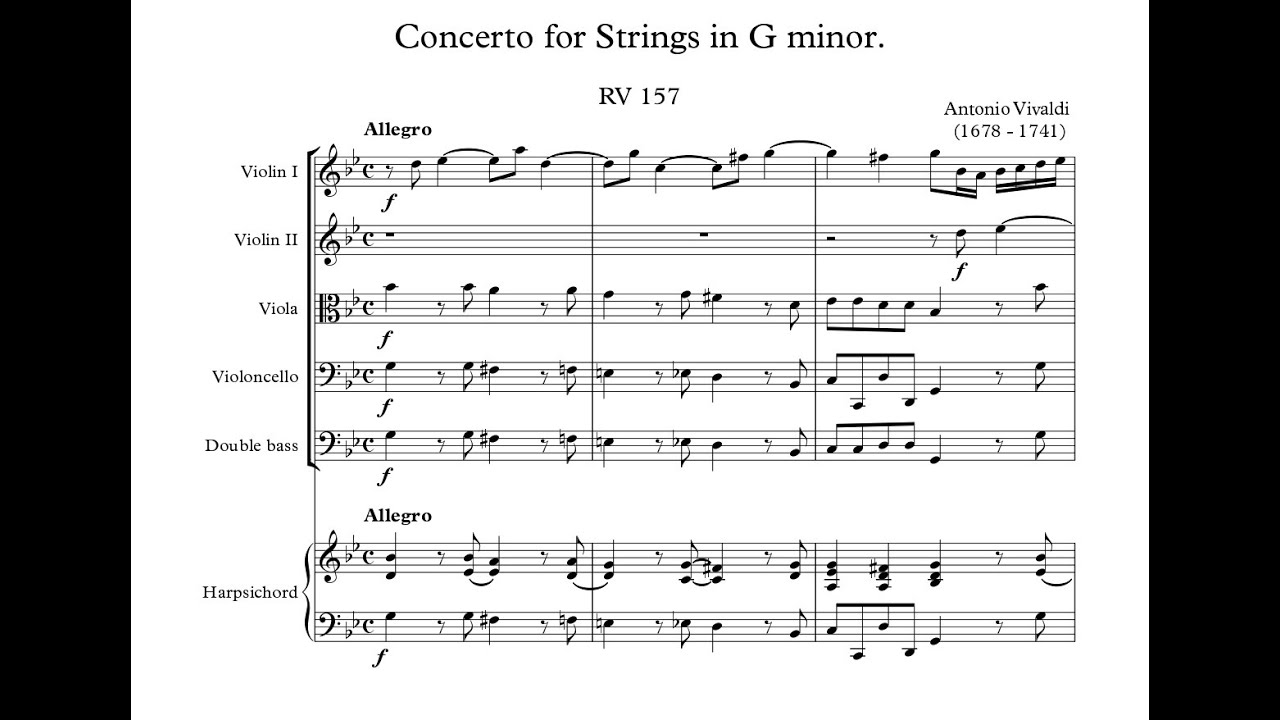 Concerto for Strings in G minor RV 157 (Sheet Music Score)