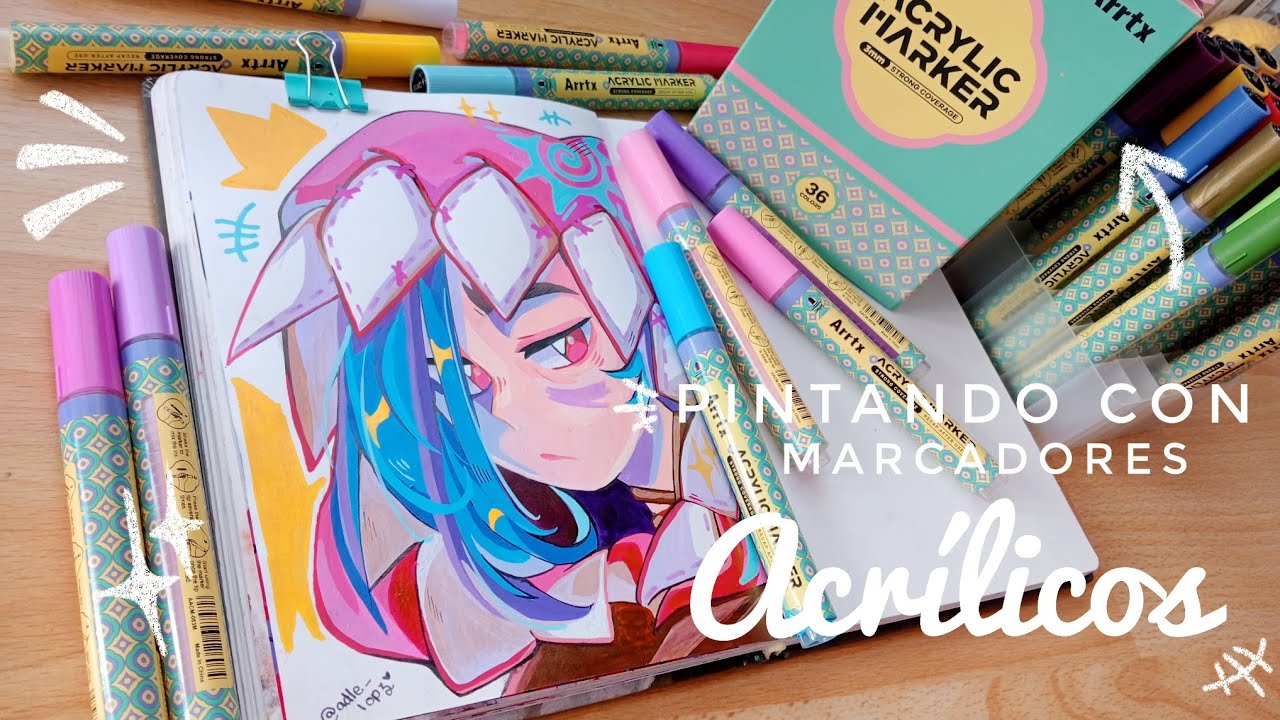 Pintando con marcadores Acrílicos ARRTX | Dibujo de Jinx ARCANE♡ | By:adle_lopz