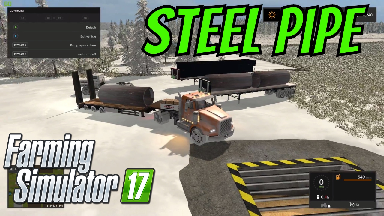 FS17 Loading Steel Pipe and Hauling!
