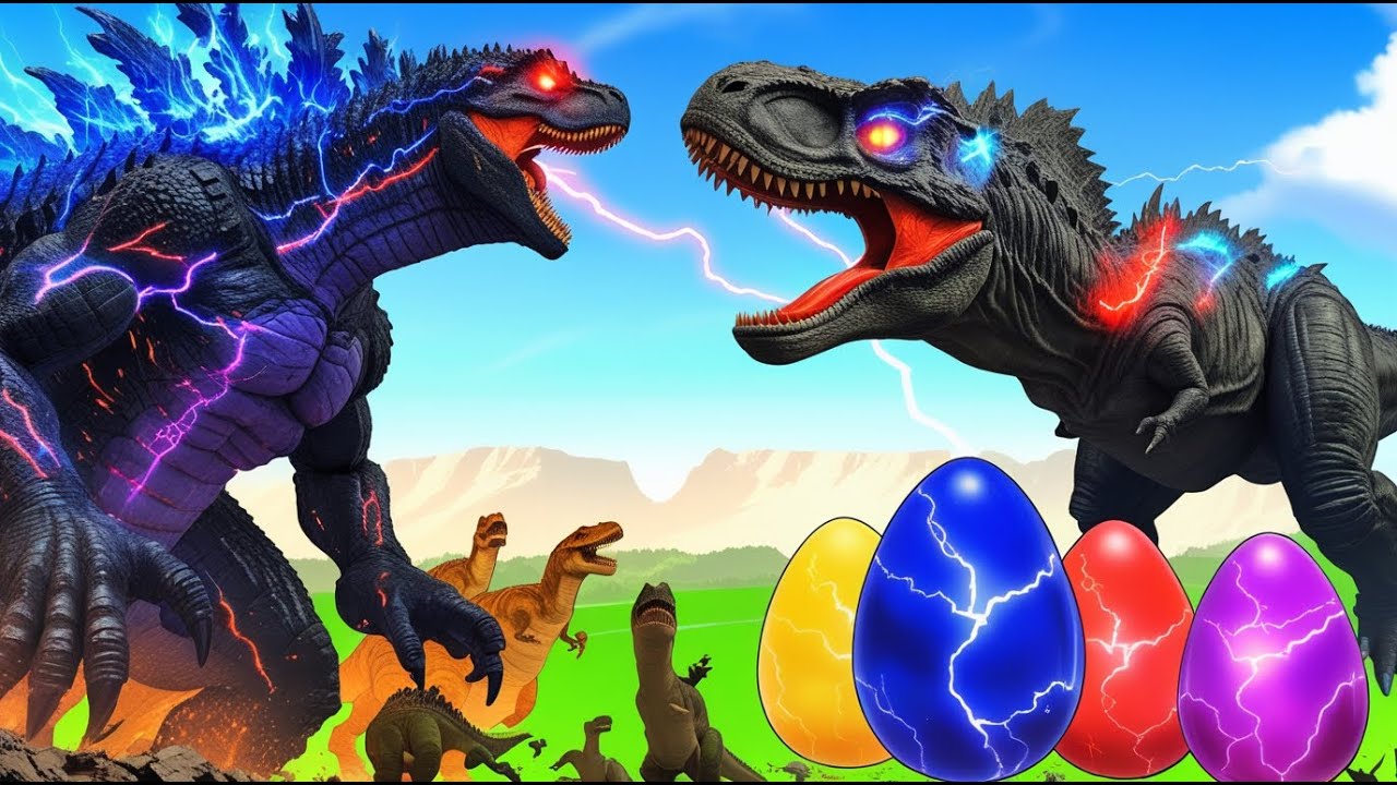 Jurassic World Evolution: T-rex Evolution vs Dinosaurs Fighting Godzilla in Jurassic World Rebirth