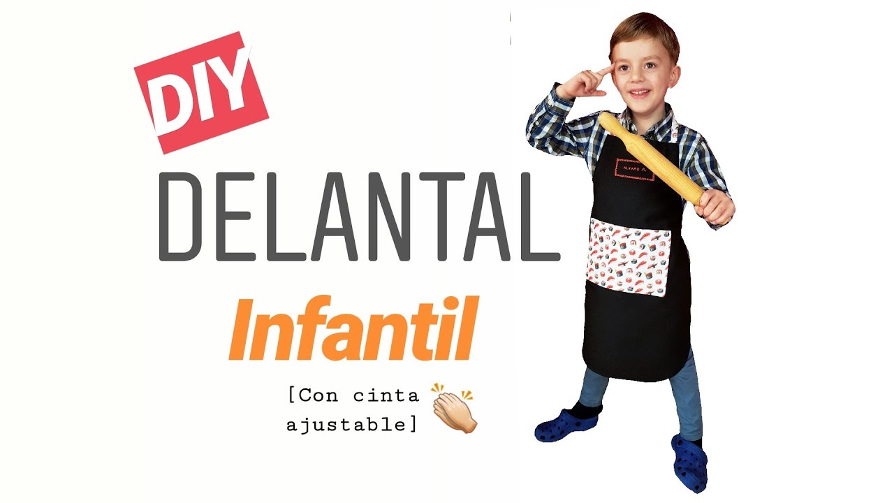 👨🏼‍🍳 Cómo hacer un DELANTAL de cocina para NIÑOS [tutorial] 💟 || MANDIL de chef para NIÑOS