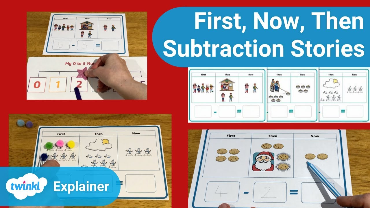 Winter-Themed "First, Then and Now" Subtraction Stories
