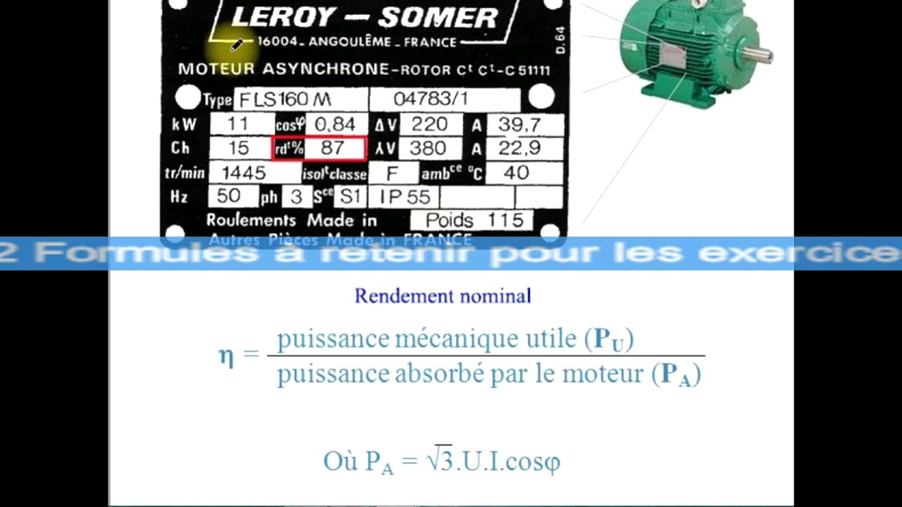décodage de la plaque signalétique d'un moteur asynchrone