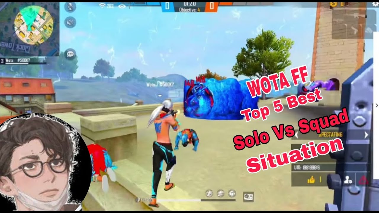 WOTA FF Top 5 Best Solo Vs Squad Situation