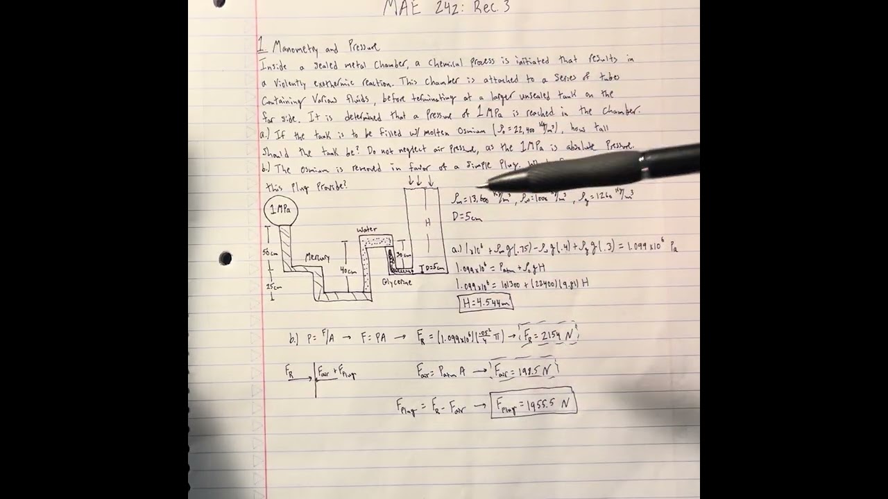 Recitation 3, Fall 2025, MAE 242: Intro to Fluid Mechanics 