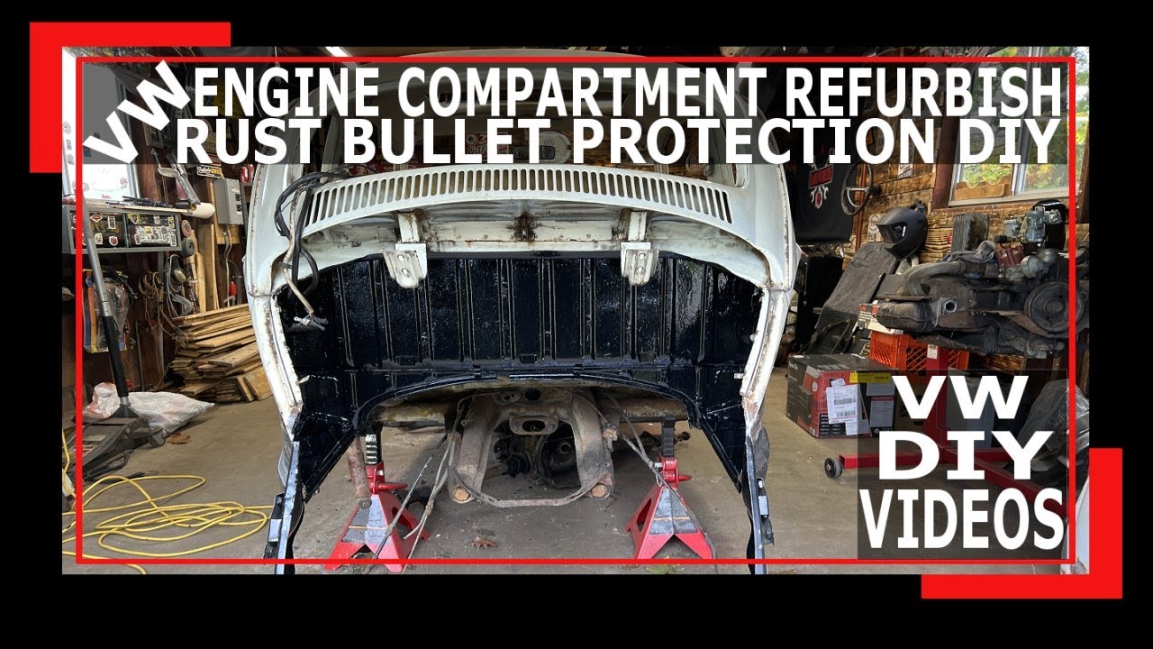 VW Beetle Engine Firewall Compartment Refurbish with Rust Bullet - VW Bug DIY - DIY with Rust Bullet