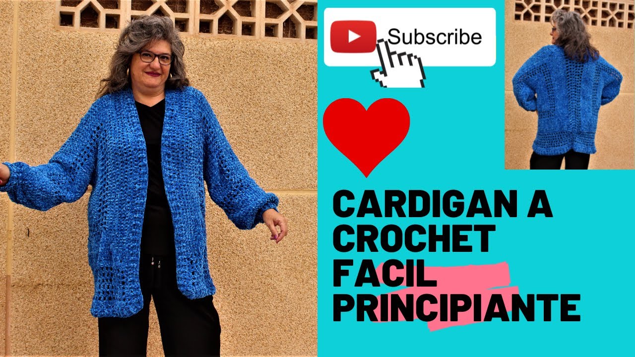 CARDIGAN A CROCHET FACIL PRINCIPIANTE