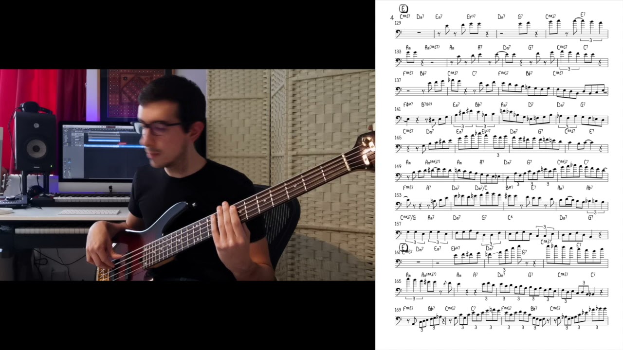My Romance (Bill Evans - Waltz for Debby) - Scott LaFaro bass line + solo [Free transcription]