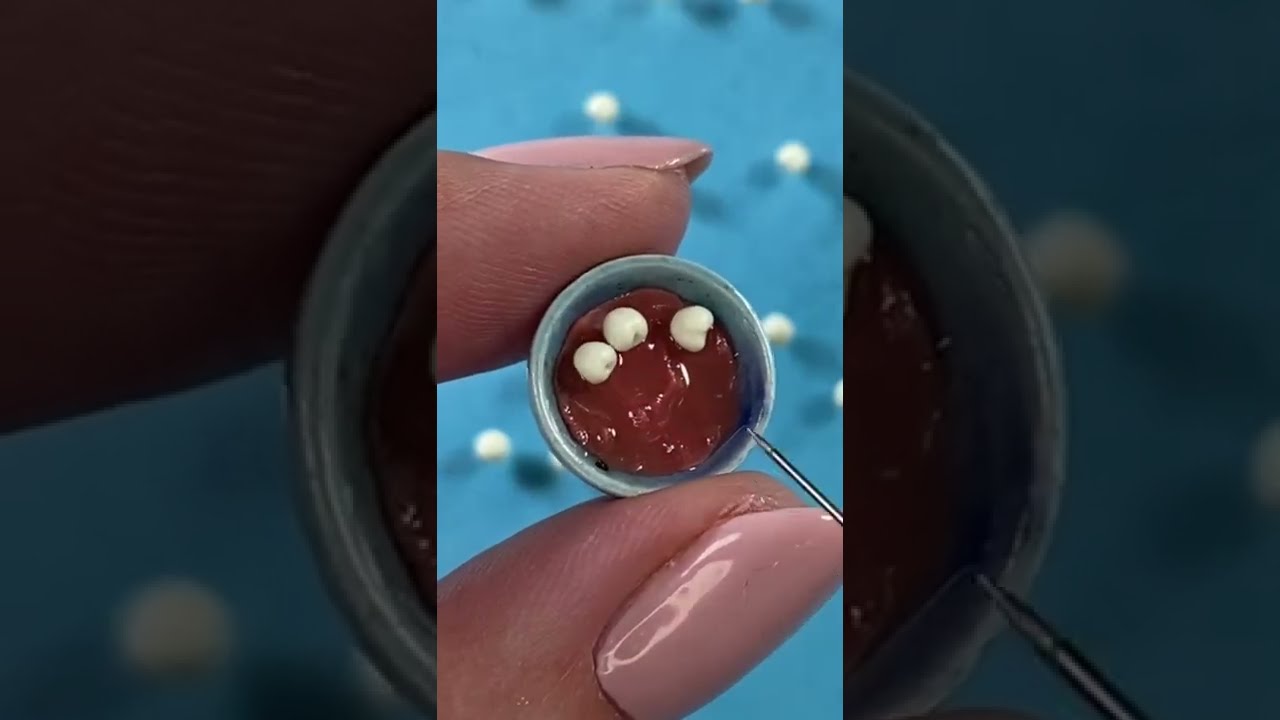 Making miniature cherry with polymer clay 