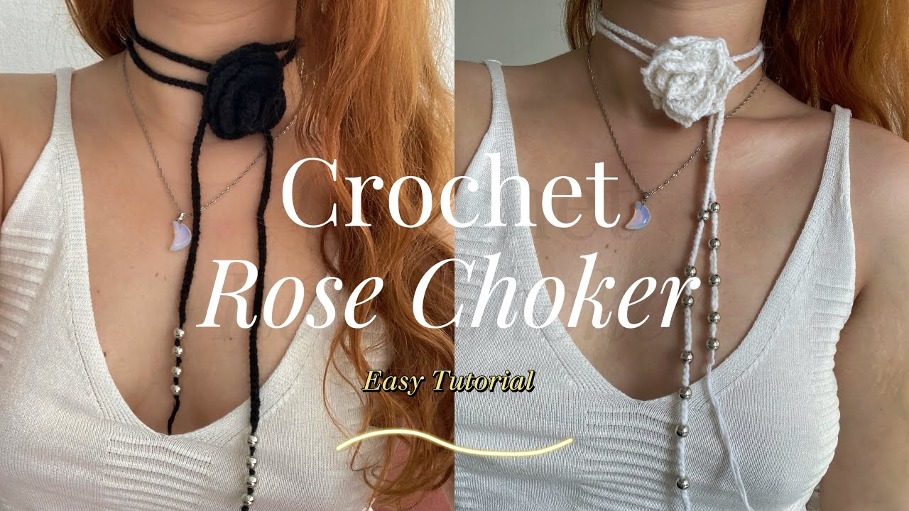 Crochet Rose Choker 🌹| beginner tutorial 