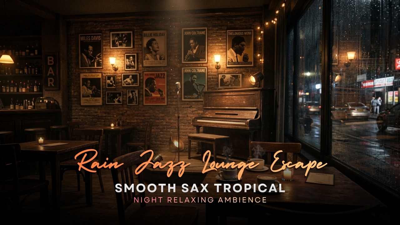 Rain Jazz Lounge Escape 🌧 Smooth Sax Tropical Night Relaxing Ambience