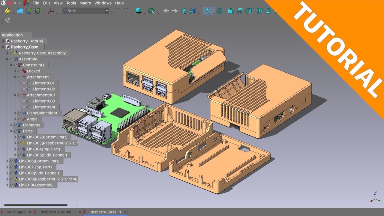 Учебное пособие по разработке корпуса Rasberry Pi для 3D-печати с использованием FreeCAD LinkStage3.