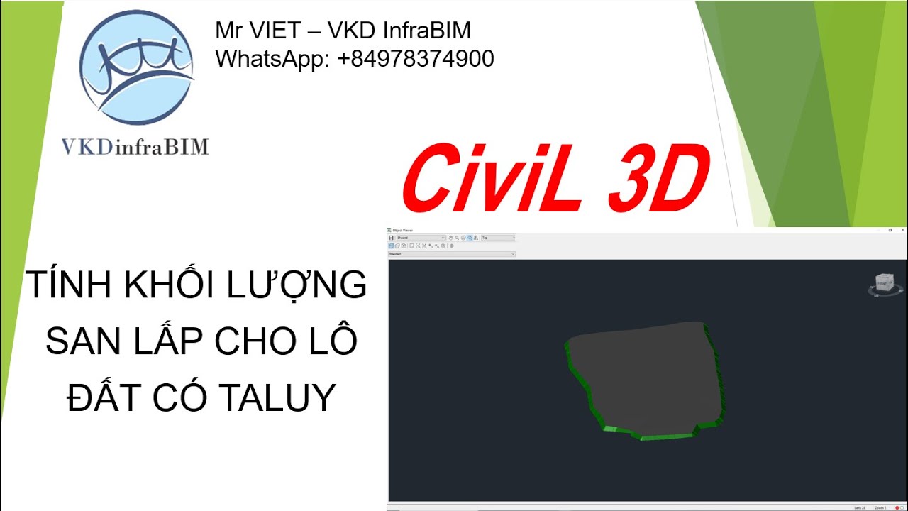 Tính khối lượng san lấp mặt bằng trong lô đất có Taluy trong Civil 3d