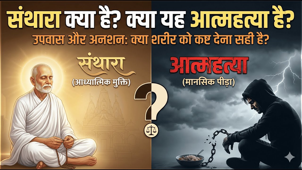 11/2/26 - संथारा क्या है? क्या यह आत्महत्या है? उपवास और अनशन: क्या शरीर को कष्ट देना सही है?