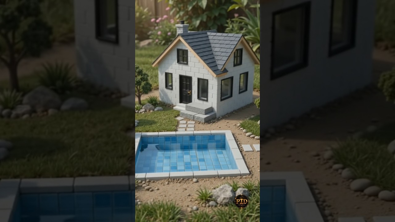 🌿 Miniature Modern Brick House with Swimming Pool | Full DIY Construction Process #miniature #diy
