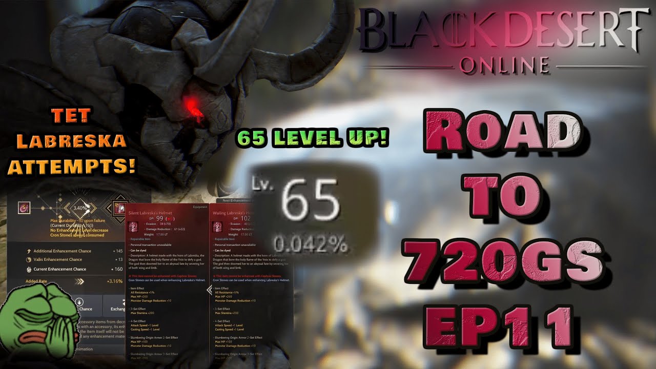 BDO | Road to 720 GS | TET Labreska/Fallen God Attempts | 65 LEVEL UP ! | Grind/Upgrade/PVX | EP11