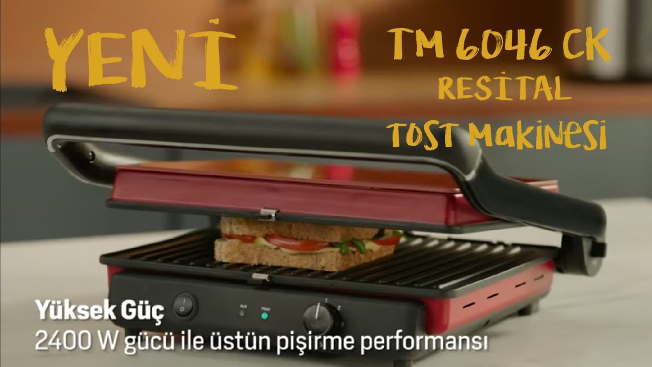 TM 6046 CK KIRMIZI Resital  Tost Makinesi /Arçelik Tost Makinesi | Kırmızı Arçelik Tost Makinesi