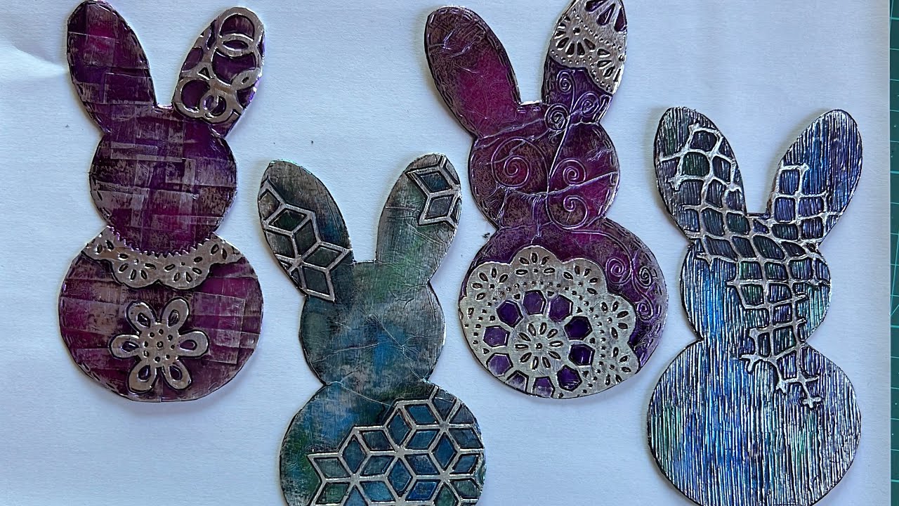 Tape-a-tag 1/2024 Easter bunny & metal tape art