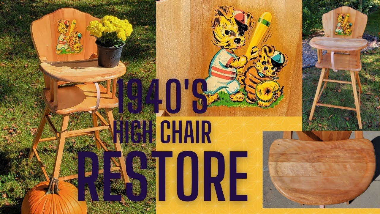 How to restore a 1950's High chair, including strap and rail replacement with links!