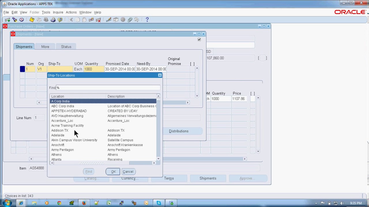 Create Purchase Order and Approve in Oracle R12 Apps