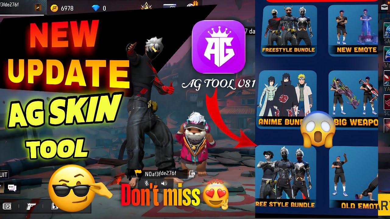 How to use AG SKIN TOOL v81 new ob50 😱💥🎉 new collection freestyle bundle#freefiremaxskintool#youtub