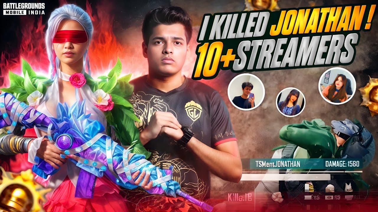 I Killed @JONATHANGAMINGYT 🔥 | 10+ Streamers Shocked 💀 & Best 5 Finger 1v4 Clutches‼️