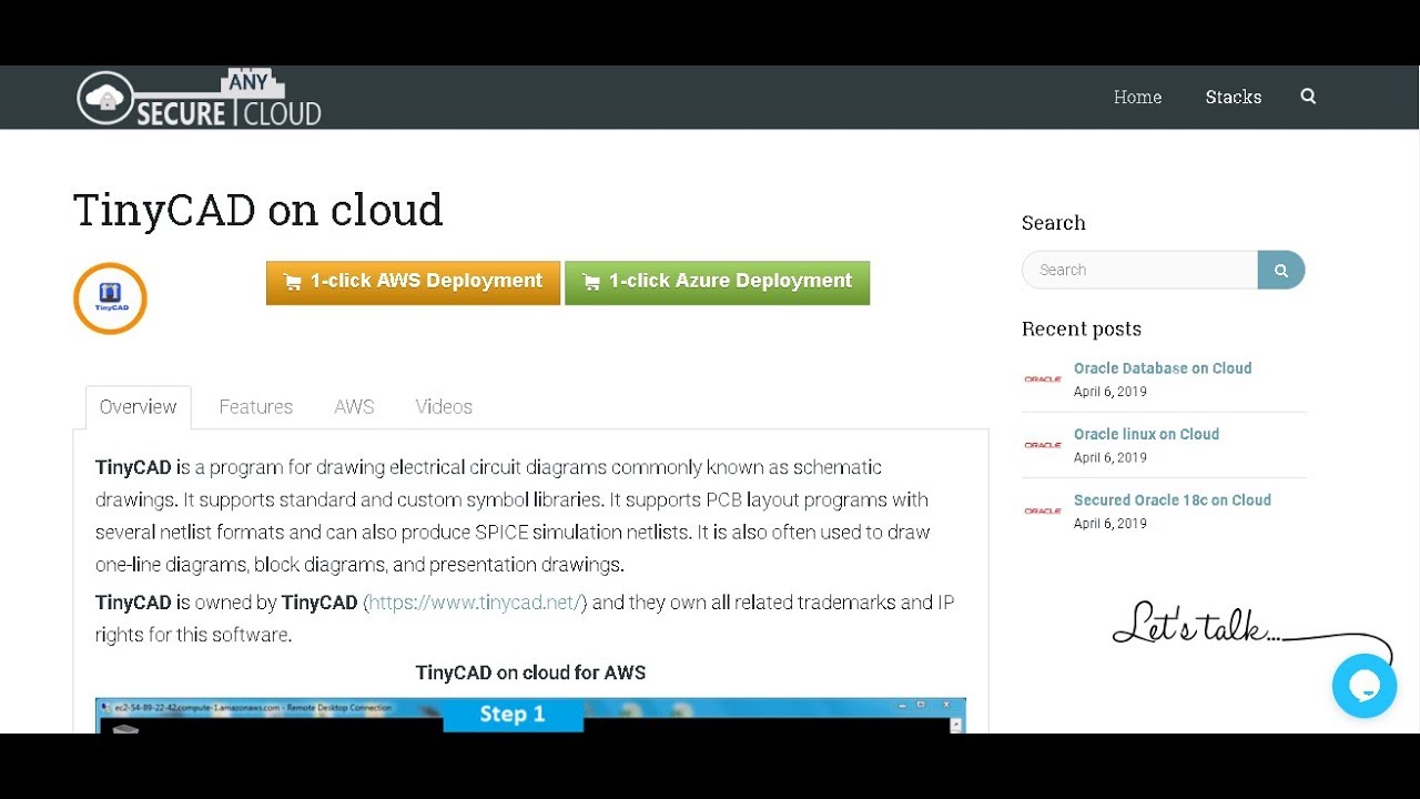Ready Windows Tool TinyCAD on Windows 2012 R2 Deploy on Azure , AWS and Google Cloud Platform.