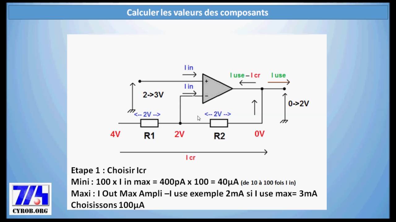 Cyrob : Conception de circuit, exemple de calcul de résistances