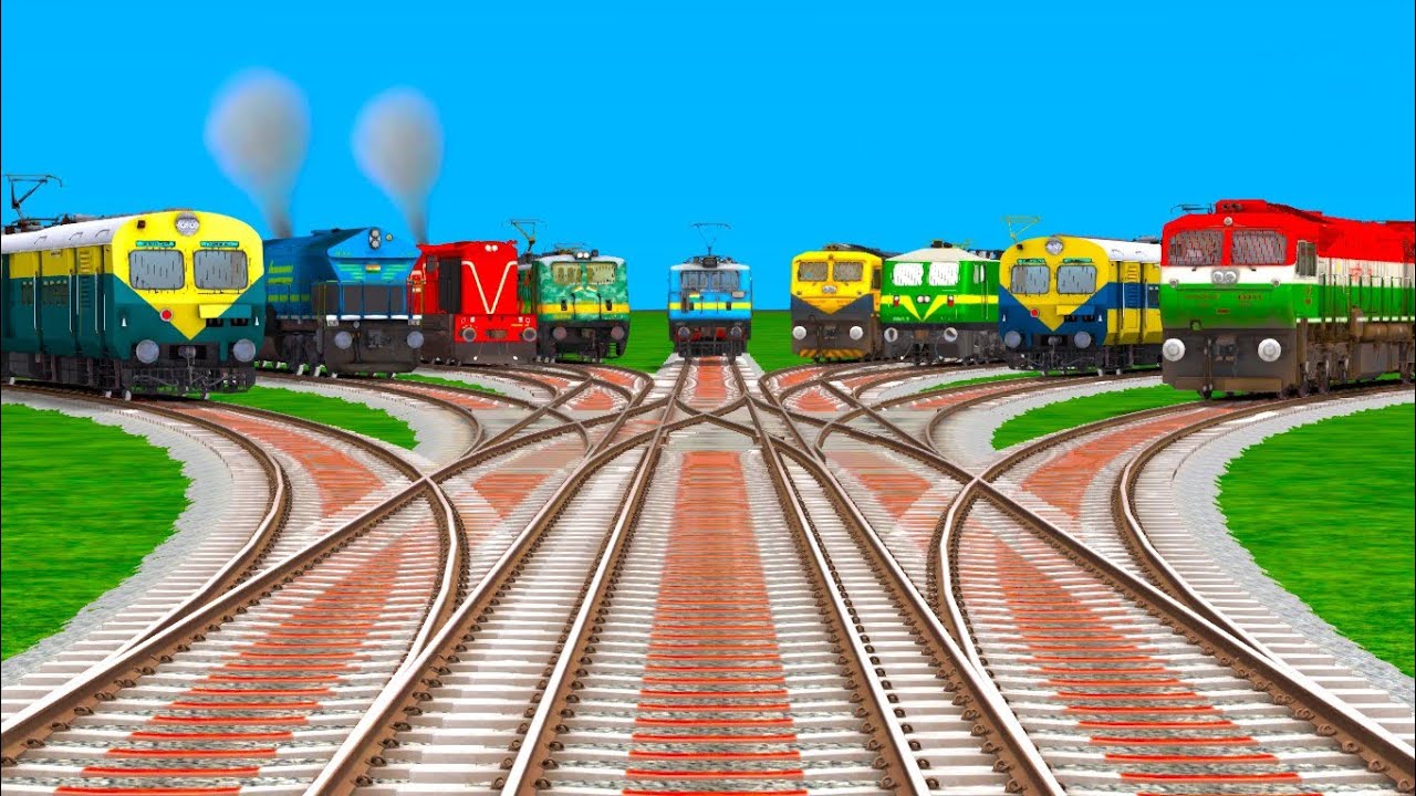 9* Trains Crossing Run AT Bumpy Branched Railroad Crossing Tracks ll Diesels Locomotive train 2025