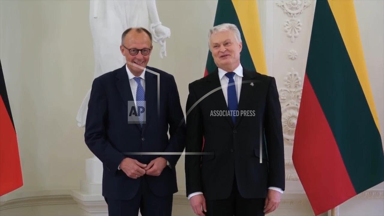 German Chancellor Merz welcomed to Vilnius by Lithuanian President Nauseda