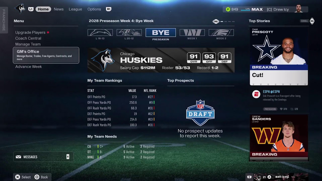 Madden 26 fantasy draft franchise with the Huskies S3 offseason!