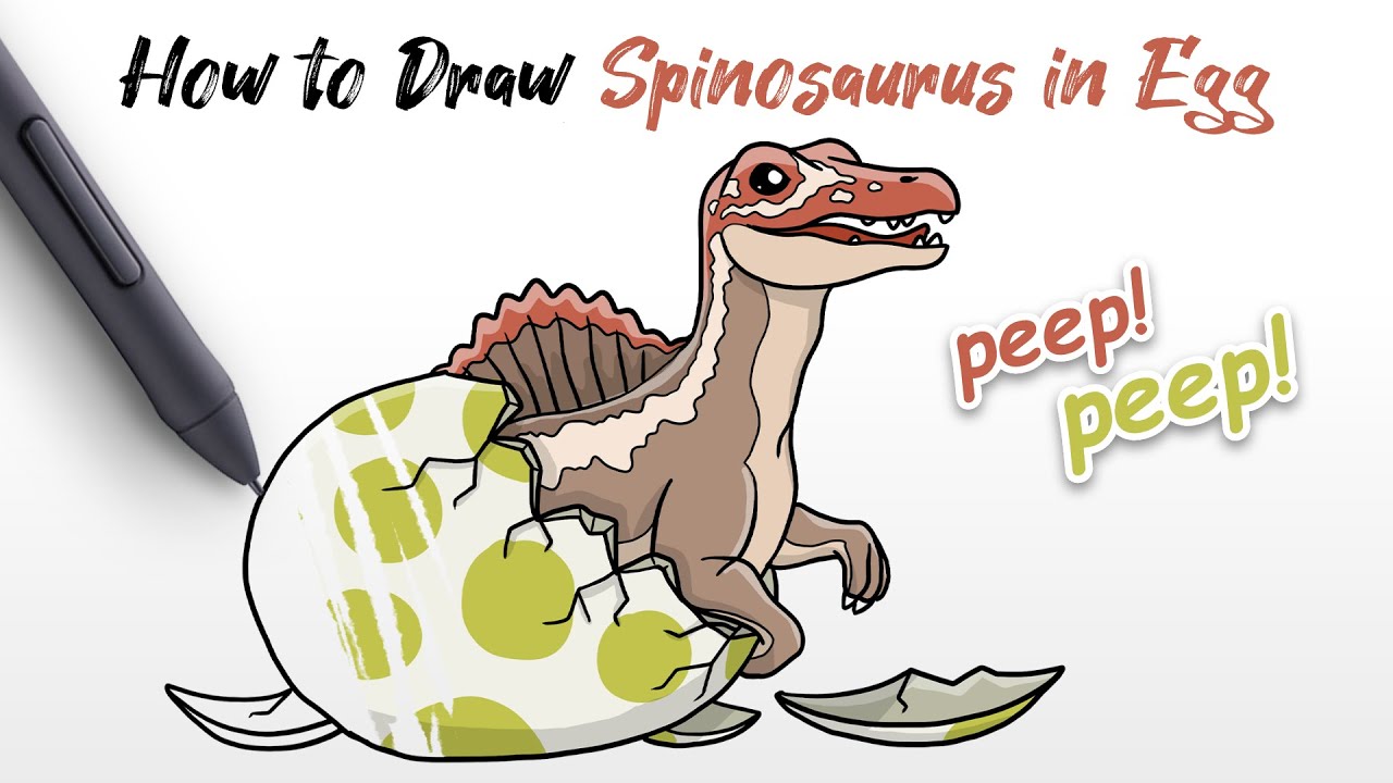 How to Draw a Spinosaurus in egg for Easter (dinosaur from Jurassic World) Step By Step