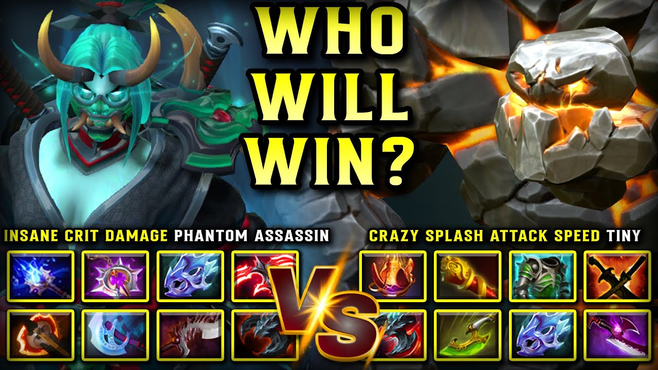TRULY INTENSE BATTLE | INSANE CRIT DAMAGE PHANTOM ASSASSIN VS CRAZY SPLASH ATTACK SPEED TINY DOTA 2