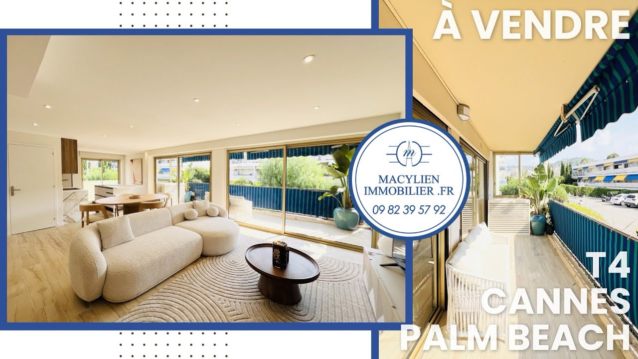 VENTE - CANNES - 4 PIÈCES 96 m² PLEIN COEUR DU PALM BEACH￼