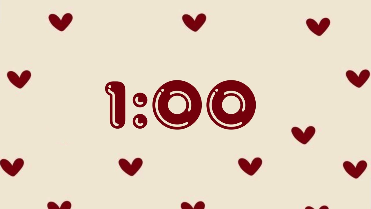 1 Minute Valentine's Day Timer Countdown Video w/ Soft Bell