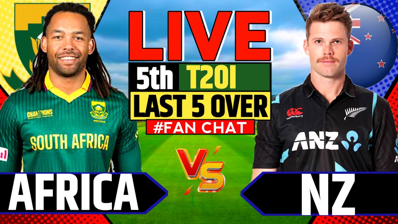 NEW ZEALAND VS SOUTH AFRICA 5TH T20 | CRICKET LIVE SCORE TODAY | 2ND INN LAST 5 OVER 🎤