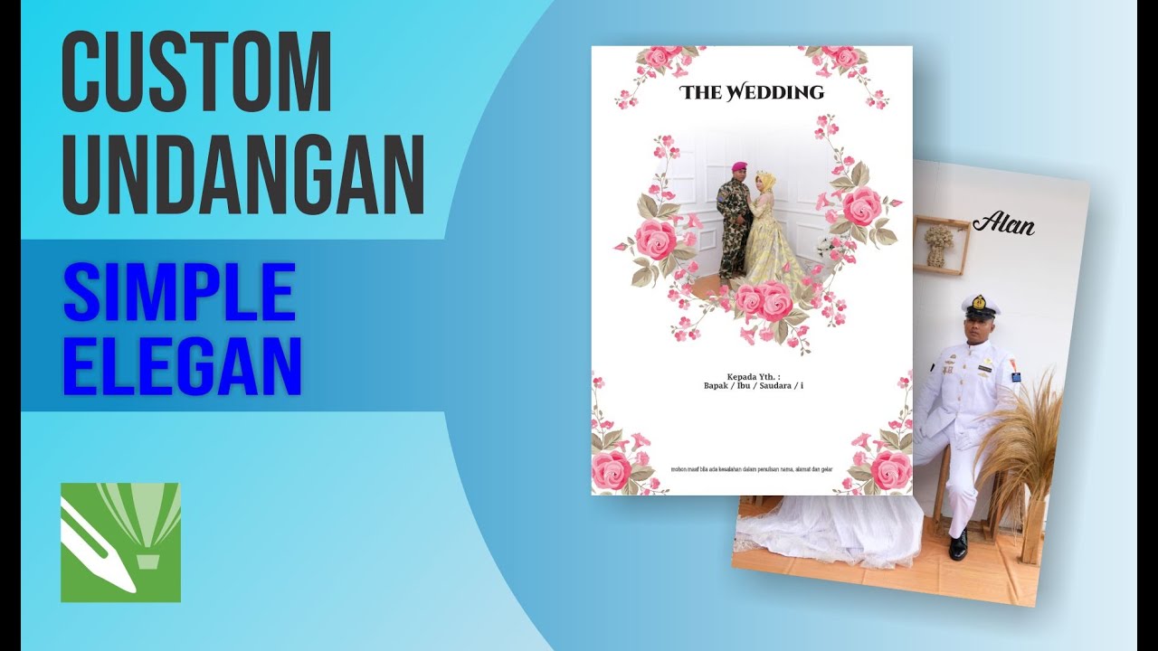 Tutorial Belajar Desain Undangan Pernikahan dengan foto di CorelDraw X7. Undangan tema Floral Lipat3