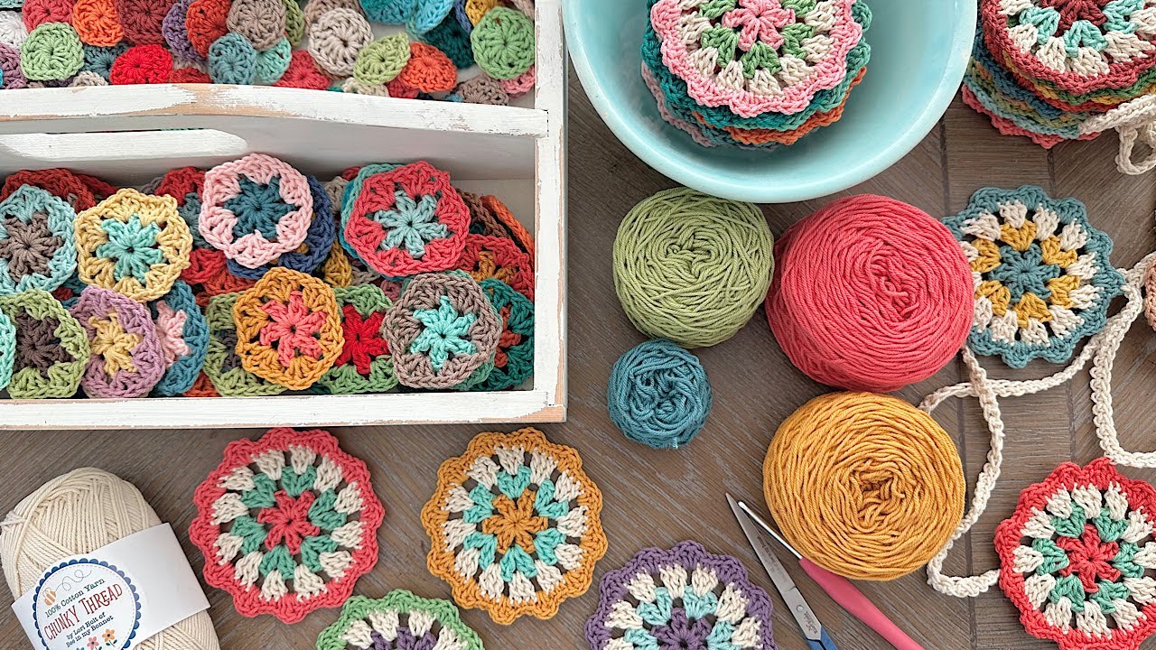 More Granny Circle Crochet - Bunting, Coaster Set & Table Mat Progress!!