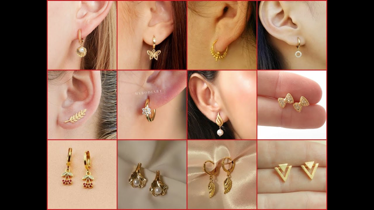 Latest and stylish light weight gold earrings design/simple daily wear gold earring design/jewellery