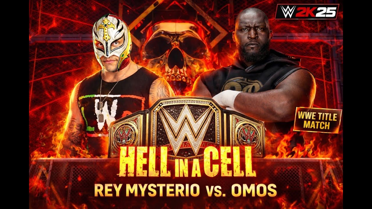 Rey Mysterio vs Omos – Hell in a Cell WWE Championship Match | WWE 2K25