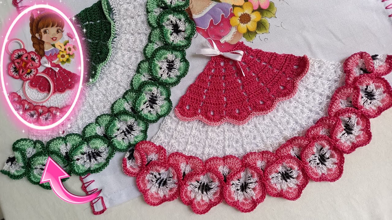 SAIA DE CROCHÊ PARA PANO DE PRATO AMOR PERFEITO