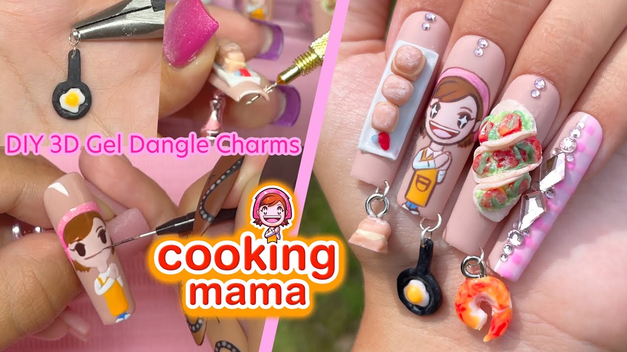 Маникюр от Cooking Mama! 3D-подвеска для ногтей. Урок по созданию гелевого дизайна с персонажами....