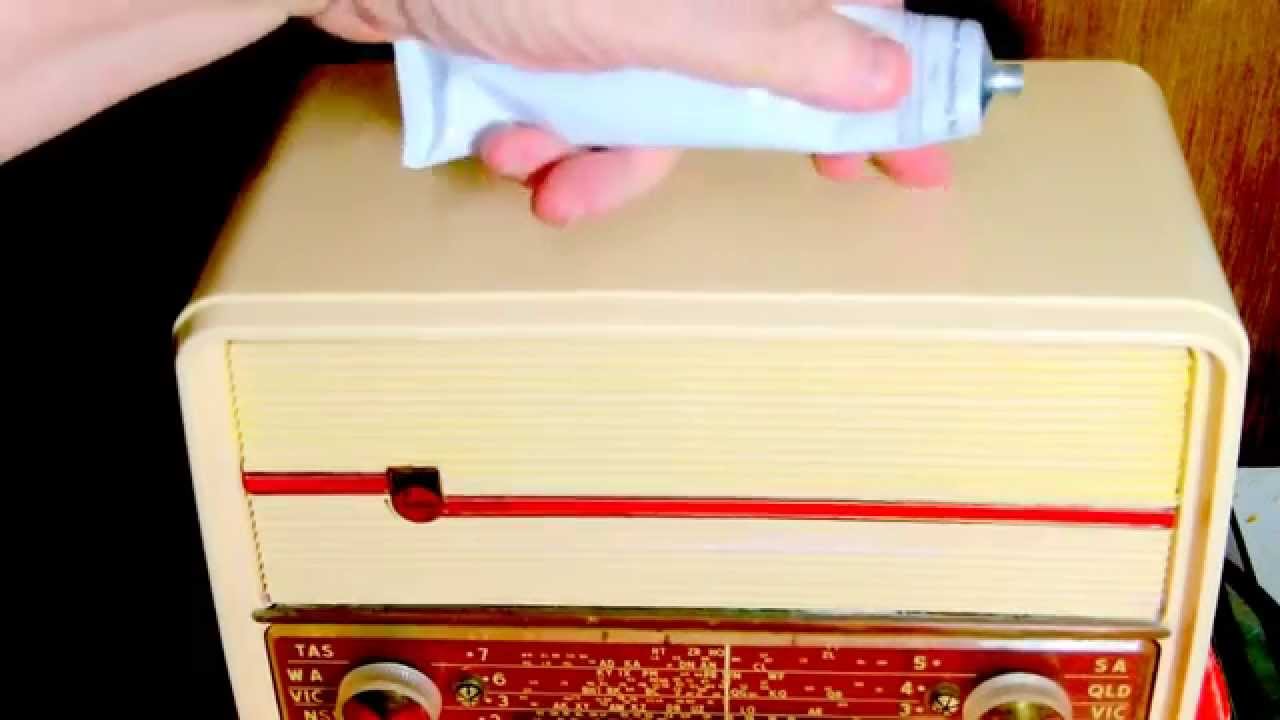 Polishing the bakelite cabinet on your vintage radio.