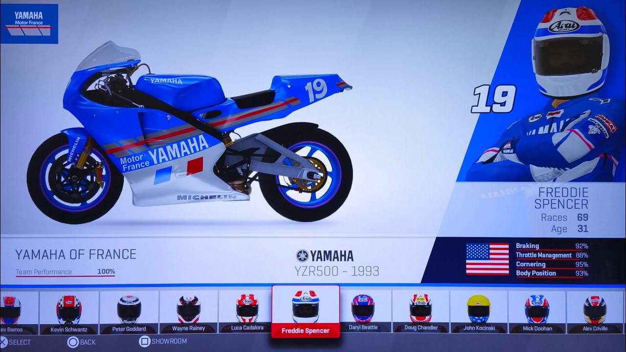 PS4 MotoGP17　FREDDIE SPENCER　YAMAHA YZR500 1993