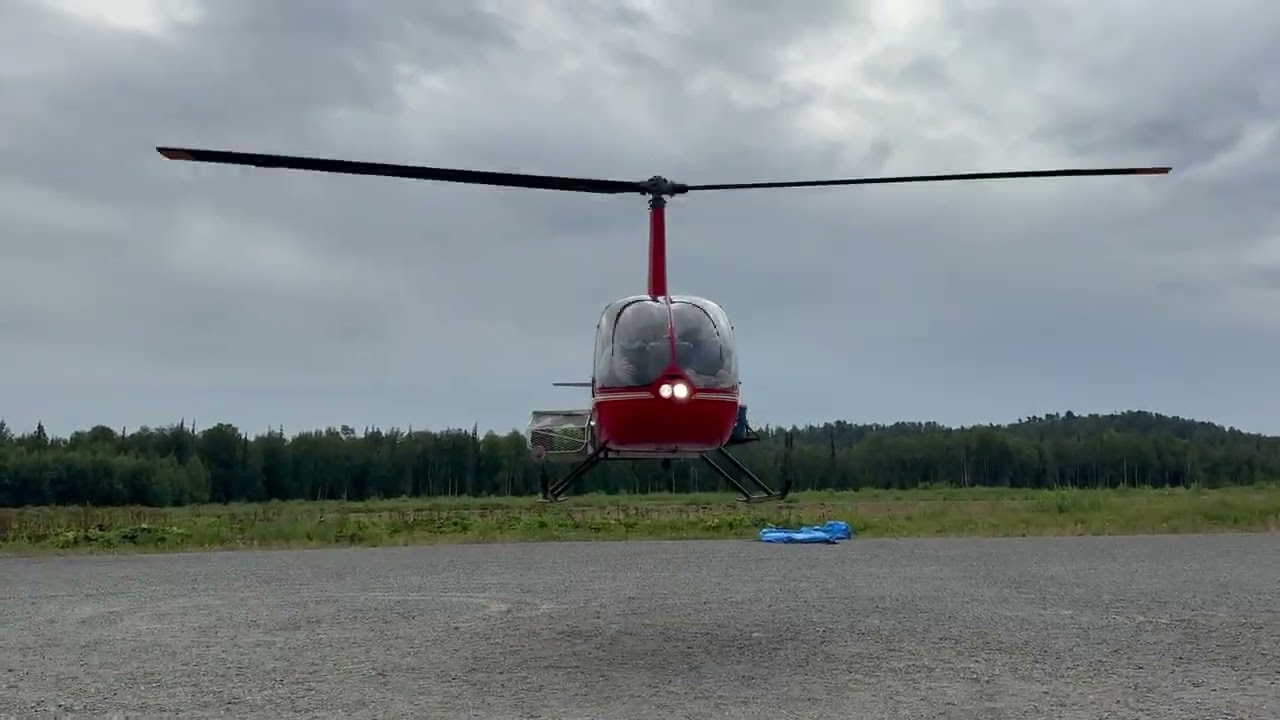 Taking off in a helicopter out of Talkeetna Alaska. 